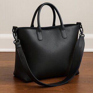 Black Leather Adjustable Bag Strap40"Wide Shoulder Replacement Strap Metal Clasp